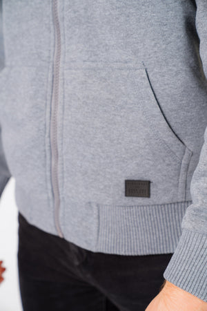 Bolo 2 Zip Through Chunky Hoodie With Borg Lining In Mid Grey Marl - Dissident