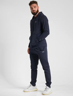 Invex 2pc Hoody & Jogger Brushback Fleece Tracksuit Co-ord Set in Sky Captain Navy - triatloandratx