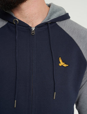 Replex 2pc Hoody & Jogger Brushback Fleece Tracksuit Co-ord Set in Sky Captain Navy / Mid Grey Marl - Kensington Eastside