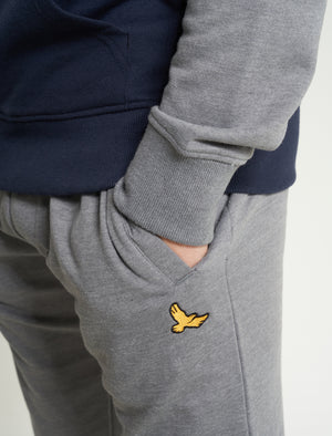 Replex 2pc Hoody & Jogger Brushback Fleece Tracksuit Co-ord Set in Sky Captain Navy / Mid Grey Marl - Kensington Eastside