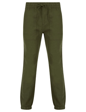 Fira Cotton Linen Comfort Fit Elasticated Waist Trousers in Olive Night - triatloandratx