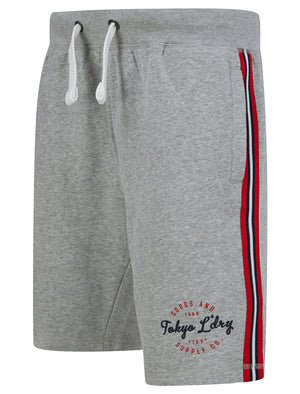 Taper Brushback Fleece Jogger Shorts with Tap Detail in Light Grey Marl  - triatloandratx