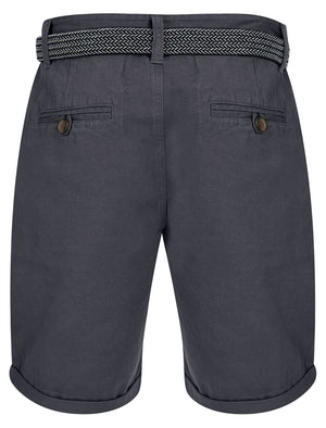 Sheringham Cotton Twill Chino Shorts With Woven Belt in Charcoal - triatloandratx