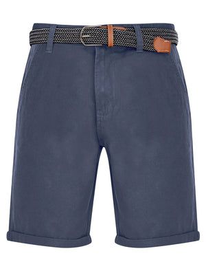 Sheringham Cotton Twill Chino Shorts With Woven Belt in Powder Blue - triatloandratx