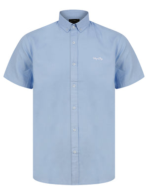 Tiberius Short Sleeve Oxford Cotton Shirt in Light Blue  - triatloandratx