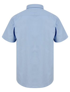 Tiberius Short Sleeve Oxford Cotton Shirt in Light Blue  - triatloandratx