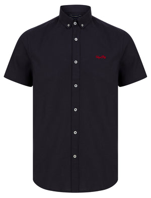 Tiberius Short Sleeve Oxford Cotton Shirt in Navy  - triatloandratx