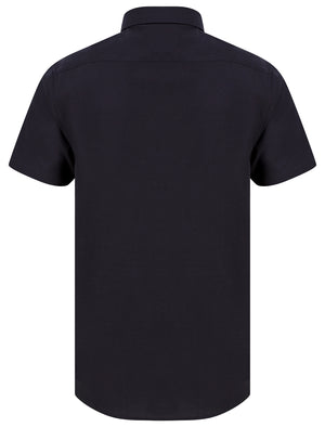 Tiberius Short Sleeve Oxford Cotton Shirt in Navy  - triatloandratx