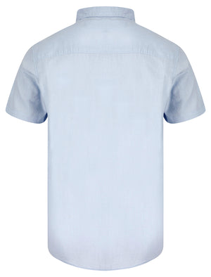 Bertrand Classic Collar Short Sleeve Cotton Linen Shirt in Soft Blue - triatloandratx