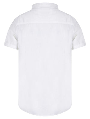 Bertrand Classic Collar Short Sleeve Cotton Linen Shirt in Bright White - triatloandratx