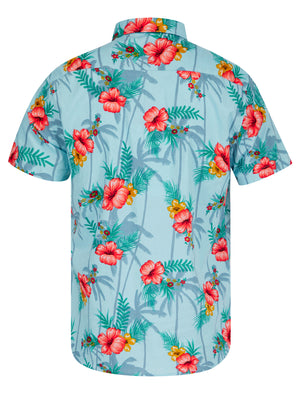 Luni Tropical Floral Print Short Sleeve Shirt in Dream Blue - triatloandratx