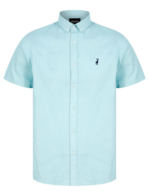 Buster Short Sleeve Cotton Twill Shirt in Angel Falls Blue - Kensington Eastside