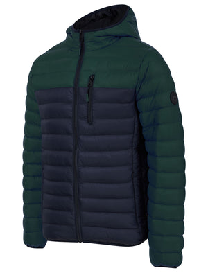 Virgo Colour Block Quilted Puffer Jacket with Hood in Green Gables - triatloandratx