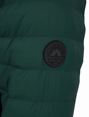 Virgo Colour Block Quilted Puffer Jacket with Hood in Green Gables - triatloandratx