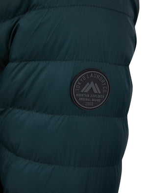 Inali Colour Block Funnel Neck Quilted Puffer Jacket with Fleece Lined Collar in Green Gables - triatloandratx