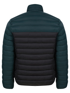 Inali Colour Block Funnel Neck Quilted Puffer Jacket with Fleece Lined Collar in Green Gables - triatloandratx