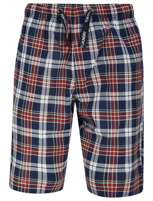 Makin Checked Cotton Woven Lounge Pyjama Shorts in Rosewood - triatloandratx