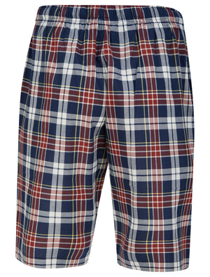 Makin Checked Cotton Woven Lounge Pyjama Shorts in Rosewood - triatloandratx