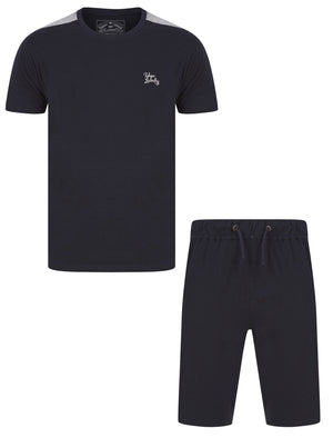 Withington 2pc Cotton T-Shirt and Shorts Lounge Set in Sky Captain Navy - triatloandratx