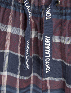 Leslie Checked Brush Flannel Cotton Lounge Pants in Port Royale / Navy  - triatloandratx