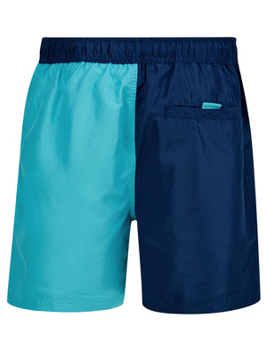Pescadero Block Colour Striped Swim Shorts in Blue Atoll - triatloandratx