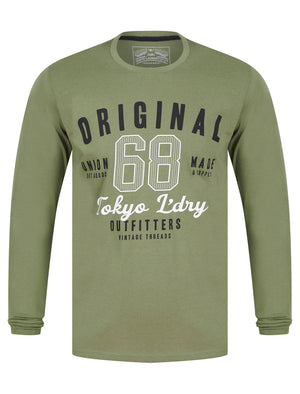 Hands Motif Cotton Jersey Long Sleeve Top in Deep Lichen Green - triatloandratx