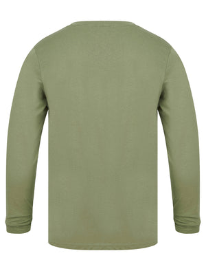 Hands Motif Cotton Jersey Long Sleeve Top in Deep Lichen Green - triatloandratx