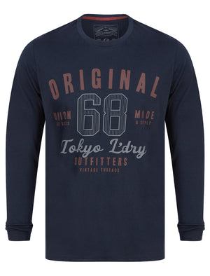 Hands Motif Cotton Jersey Long Sleeve Top in Sky Captain Navy - triatloandratx