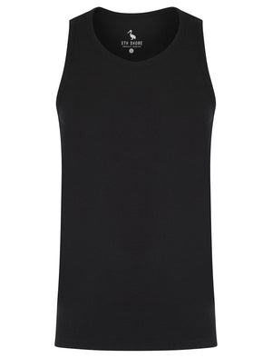 Calvin Cotton Ribbed Plain Vest Top in Jet Black - South Shore