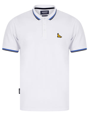 Trundle Cotton Pique Polo Shirt with Tipping in Bright White - Kensington Eastside