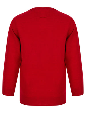 Boy's Santa Head Repeat Novelty Christmas Jumper in George Red - Merry Christmas Kids (4-12yrs)