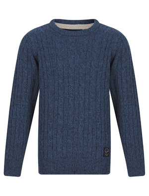 Boys Guinee Chunky Cable Knitted Jumper in Denim Twist - triatloandratx Kids