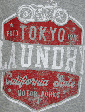 Boys Cali Motor Works Motif Cotton T-Shirt in Mid Grey Marl - triatloandratx Kids