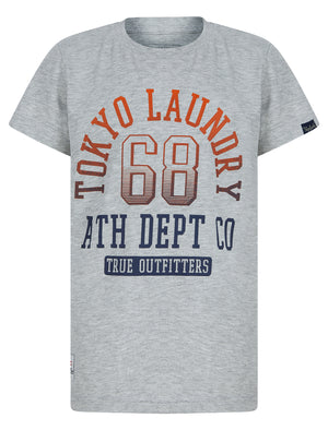 Boys Fader 68 Motif Cotton T-Shirt in Light Grey Marl - triatloandratx Kids