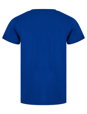 Boys Centre Stage Motif Cotton T-Shirt in Sea Surf Blue - triatloandratx Kids