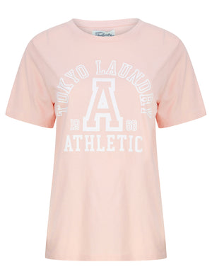 Athletic  Motif Cotton Jersey T-Shirt in Peach - triatloandratx