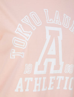 Athletic  Motif Cotton Jersey T-Shirt in Peach - triatloandratx
