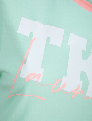 TKY Motif Cotton Jersey Ringer T-Shirt in Surf Spray Mint - triatloandratx