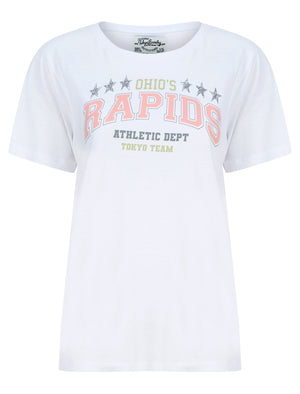 Rapids Motif Cotton Jersey T-Shirt in Optic White - triatloandratx