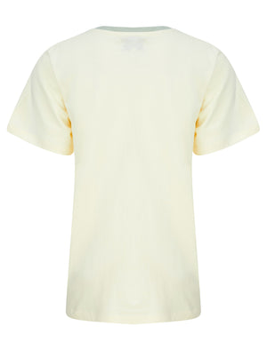 Daisy Motif Cotton Jersey Ringer T-Shirt in Eggnog - triatloandratx