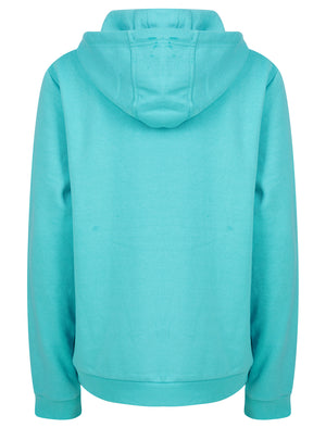 Sparked Sequin Motif Brushback Fleece Pullover Hoodie in Aqua - triatloandratx