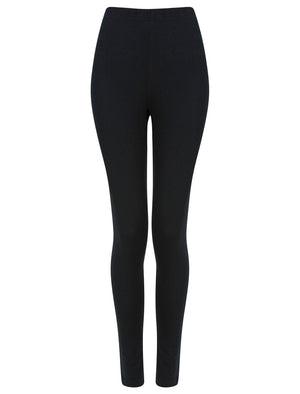 Botany Stretch Cotton Full Length Leggings in Jet Black - triatloandratx