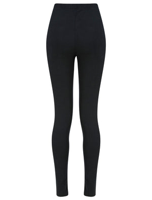 Botany Stretch Cotton Full Length Leggings in Jet Black - triatloandratx