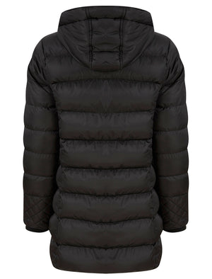 Shania Longline Quilted Puffer Coat with Hood in Black - triatloandratx
