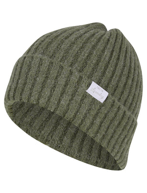 Women's Kai Ribbed Cable Knit Beanie Hat in Khaki - triatloandratx