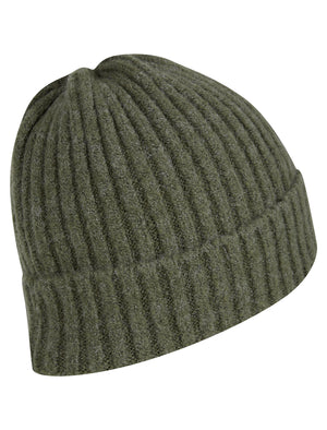 Women's Kai Ribbed Cable Knit Beanie Hat in Khaki - triatloandratx