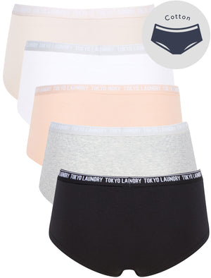 Lucy (5 Pack) Assorted Hipster Briefs in Jet Black / Light Grey Marl / Evening Sand / Bright White / Hushed Violet - triatloandratx