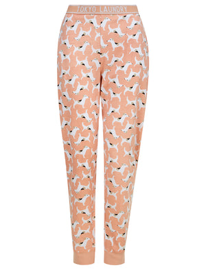 Dogs Print 2PC Cotton Lounge Pyjama Set in Misty Rose - triatloandratx