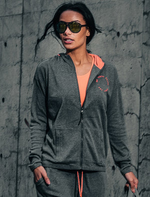 Rousey Zip Through Hoodie in Mid Grey Marl - triatloandratx Active