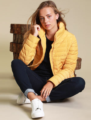Honey 2 Funnel Neck Quilted Jacket in Old Gold - triatloandratx